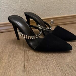 LPA Black Heels with Silver Detail